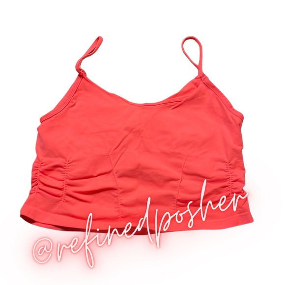 Free People Movement Good Karma Ruched Top Neon Coral XL NEW with logo - Picture 2 of 4